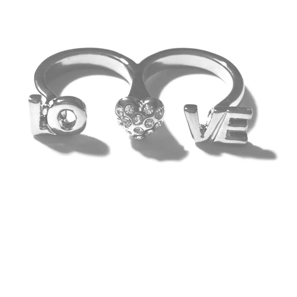 Silver Love Double Ring Size 6-7